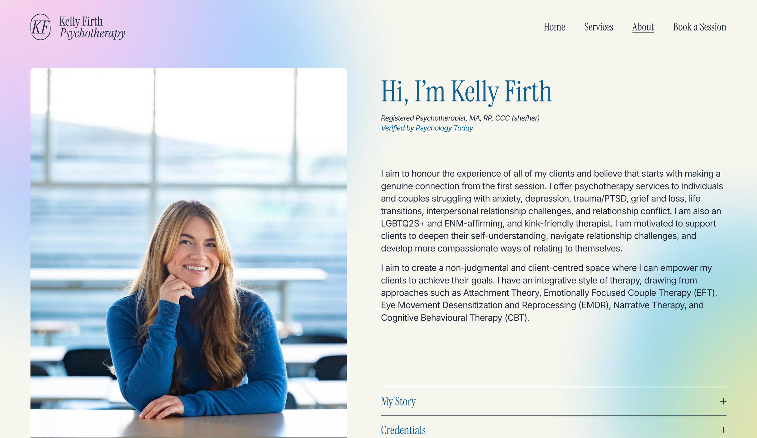 Kelly Firth Psychotherapy — About (Website)